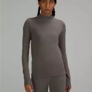 Women Lululemon Lab Seamless Wool-Blend Long-Sleeve Shirt Rover Sz 6 Green gray